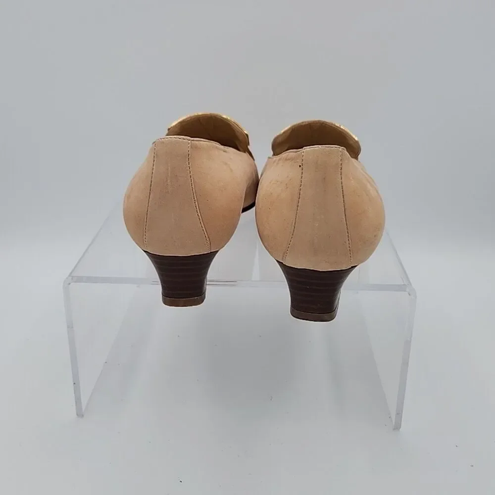 Rodolfo Valentino Vintage Nude Slip On Loafers Block Heels EU Size 37